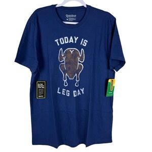 Tipsy Elves Mens Today Is Leg Day Graphic T Shirt‎ Navy Blue XL Cotton Blend
